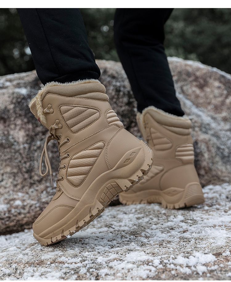 Warm High Top Hiking And Skiing Training Boots, High Top Combat Military Boots, Hiking Shoes_voghion.com