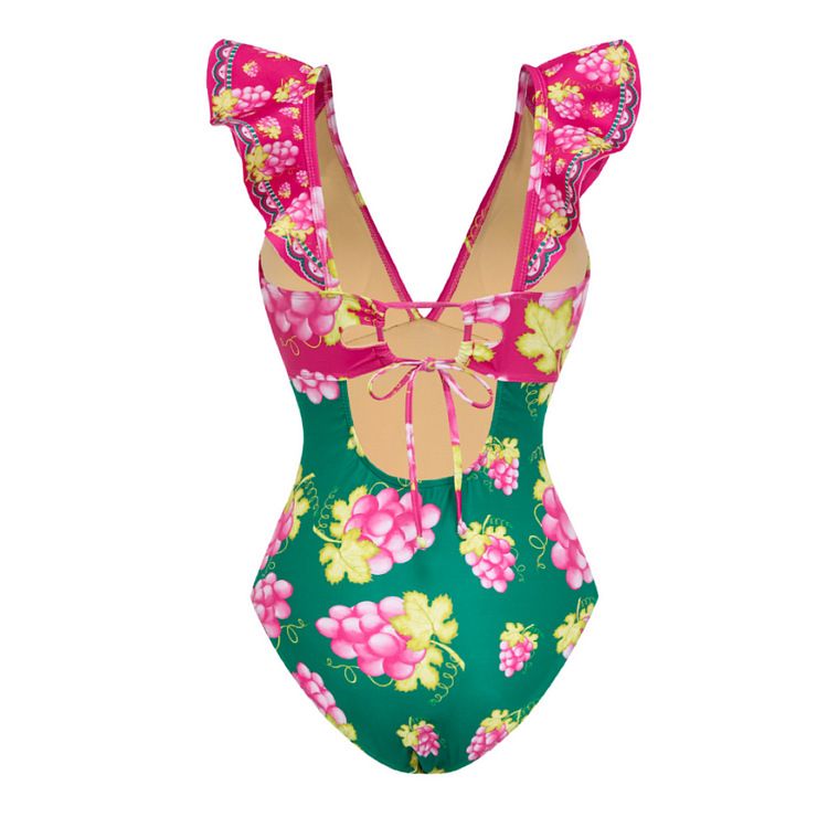 Conjunto de traje de baño de una pieza con estilo para vacaciones en la playa para mujer_voghion.com