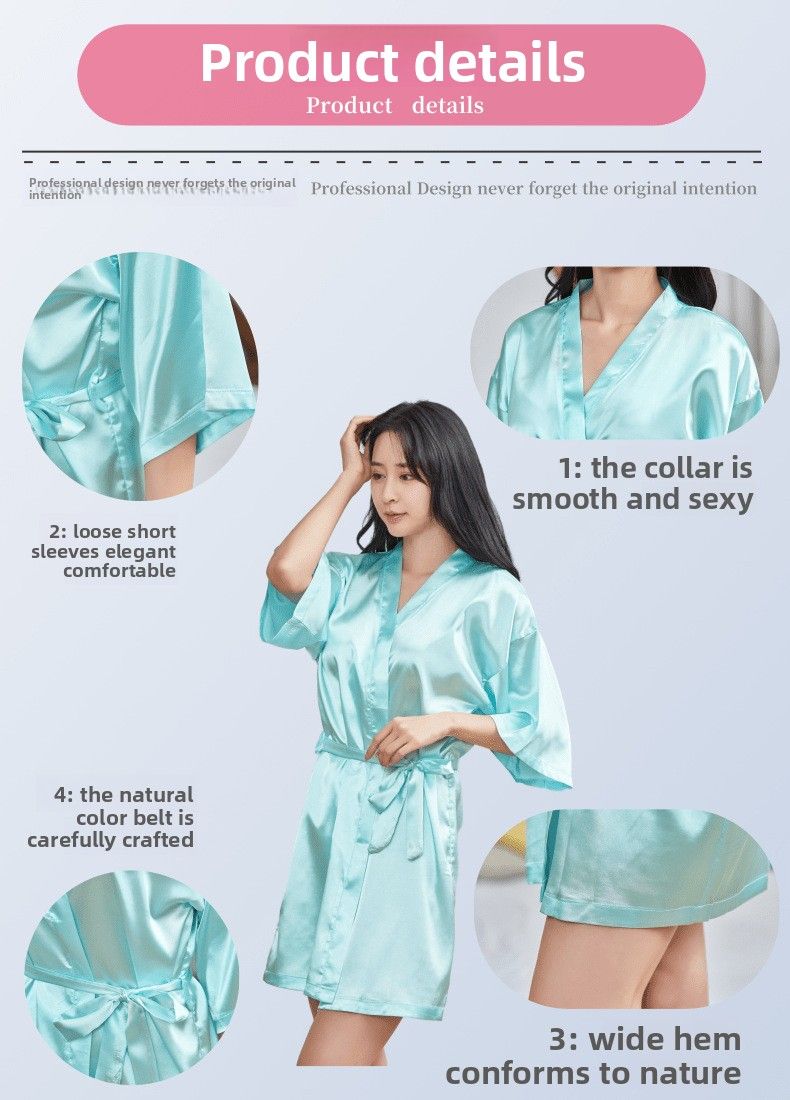 Conjunto de camisón y bata de seda hielo | Sastrería de moda europea y americana para el atuendo de la novia - Código M_voghion.com