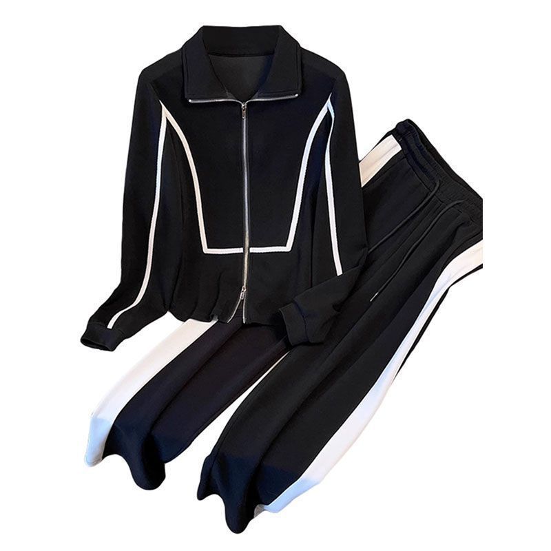 Women's Clothing Cardigan Sweatshirt Wide Leg Pants Large Size Fat Mm High End Temperament Slim Long Pants_voghion.com