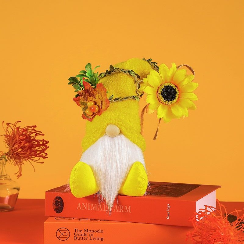 Peluche décorative unique pour le festival des tournesols, à présenter sur un bureau._voghion.com