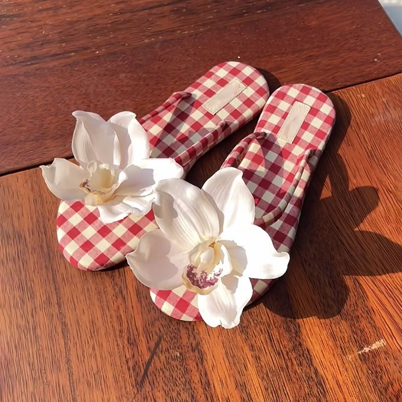 Chaussures de style bohème pour les vacances, style Phalaenopsis, boucle, tempérament doux, fleur, voyage, photo, grotte, sandales, accessoires pour femmes_voghion.com