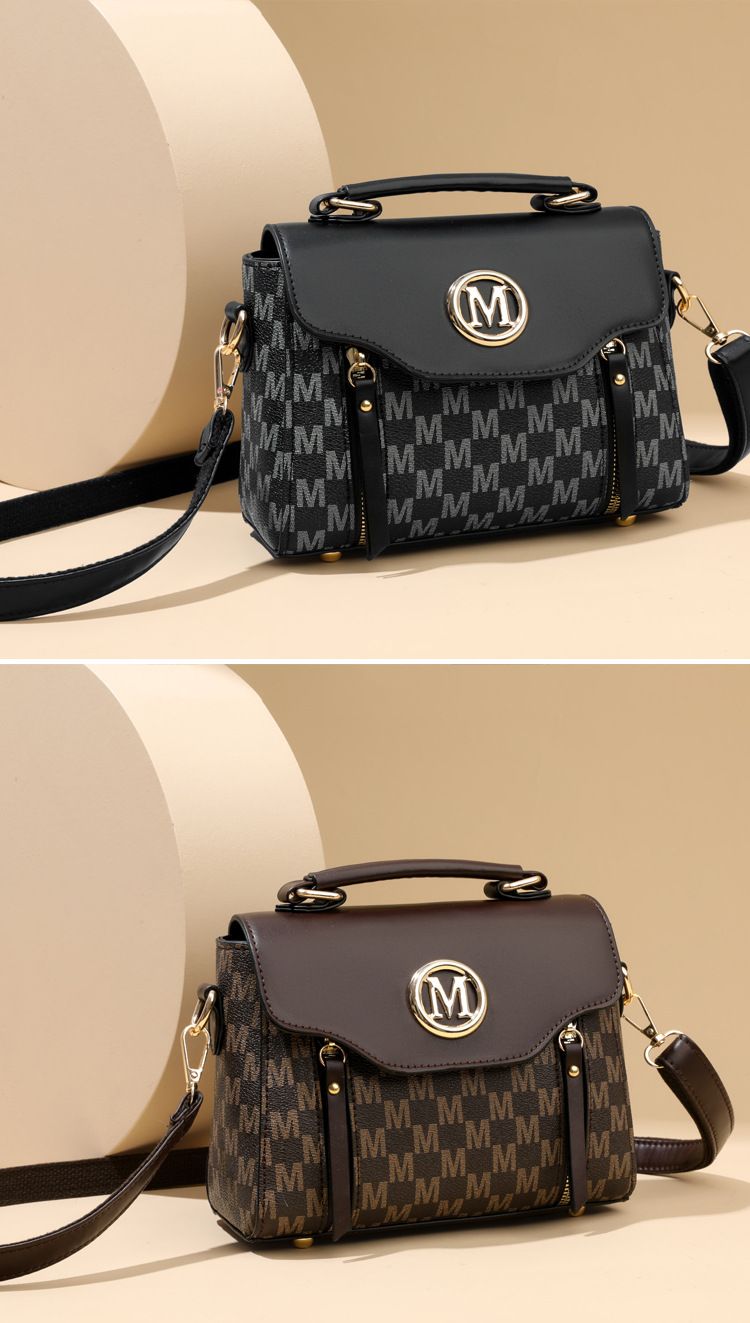 Vintage-Inspired Structured Shoulder Bag For Women - Classic Retro Crossbody & Handbag With Zipper Closure, PU Leather, Medium Size_voghion.com