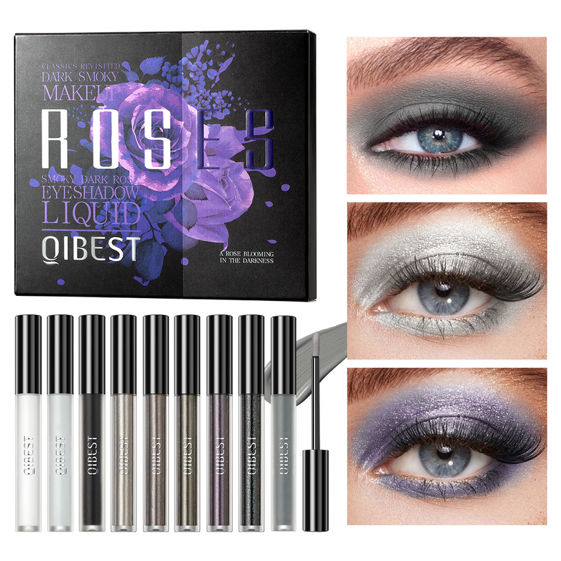 carina QIBEST Cement Grey Matte Pearlescent Fine Shine Dark Punk Smoky Makeup eye shadow Liquid_voghion.com