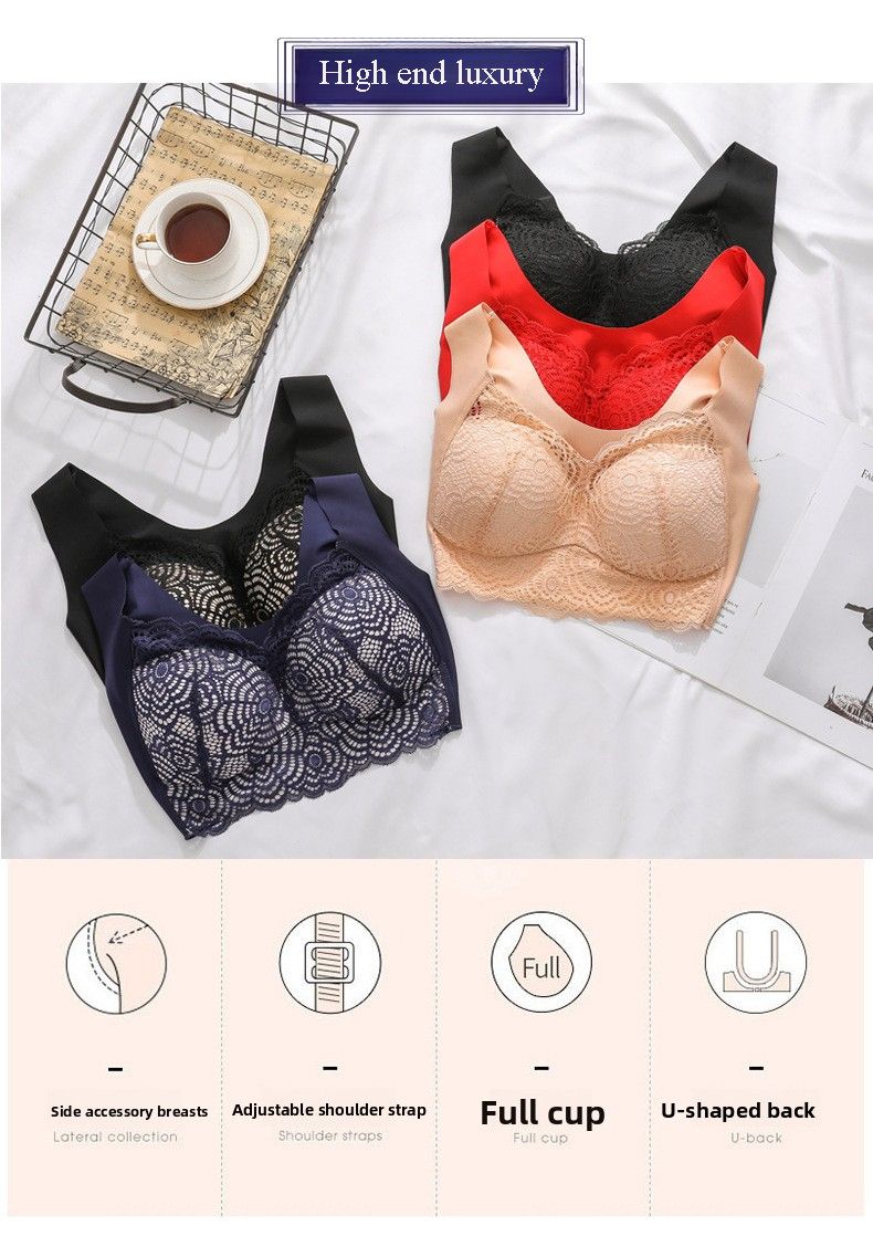 Large Size And Comfortable Choice: Lace Underwire Bra, Vest Style To Assist In Sports And Sleep--52/120D_voghion.com