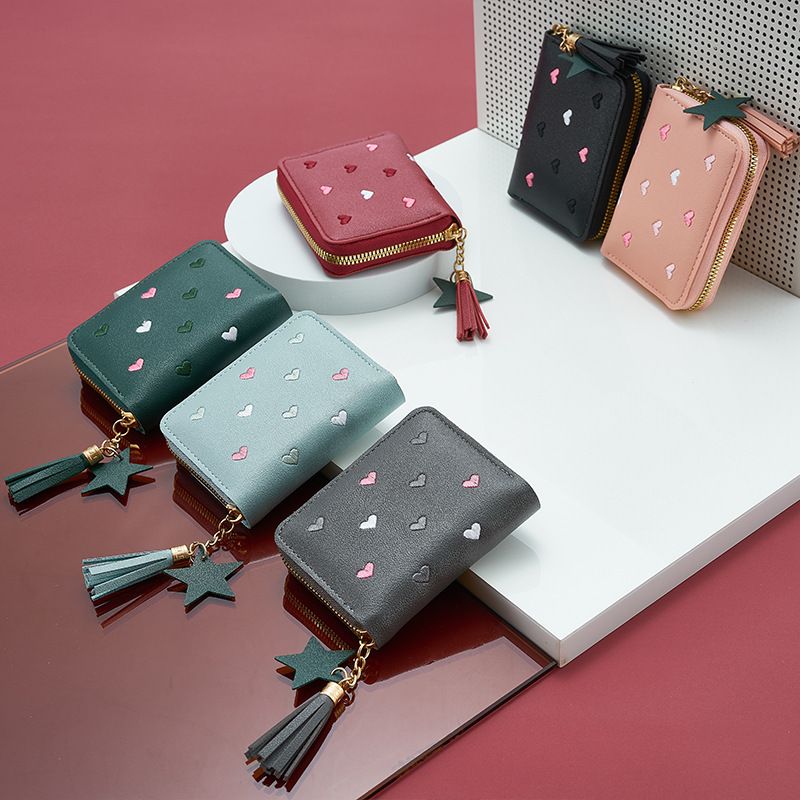 New pu leather wallet women's short Korean cute style women's coin purse one fold multi-functional wallet wholesale_voghion.com