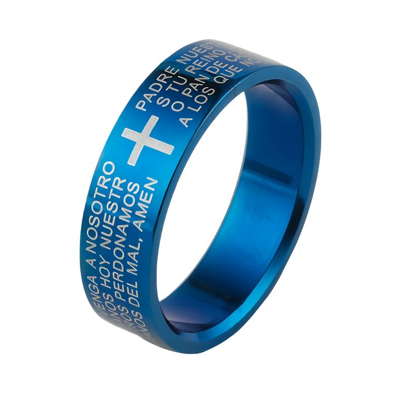 Anello con lettera a croce incisa, gioielli personalizzati da uomo in acciaio inossidabile, accessori in acciaio al titanio_voghion.com