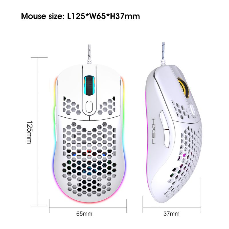 New hollow hole design, lightweight wired gaming mouse, macro programmable, 8000 dpi adjustable_voghion.com