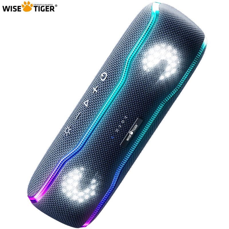1SETIGER Outdoor Portable IPX7 Waterproof Sound Box BT5.3 Louderspeaker Stereo With 25W Colorful Light Surround Speaker_voghion.com