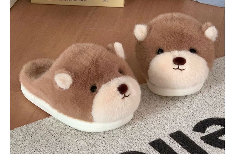 Zoo Series Large Size Women's Cotton Shoes Couple Warm Plush Cute Comfortable Home Shoes Men's Winter Bag Heel Cotton Shoes_voghion.com