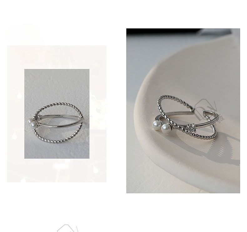 Anello con croce di perle per donna, alla moda, semplice, aperto, stile minimalista, leggero, di lusso, nicchia._voghion.com