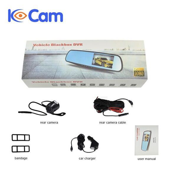 Heißverkaufte Auto-DVR-Dashcam-Rückspiegelmodell, Zweikanal-4,3-Zoll-HD-Dashcam_voghion.com