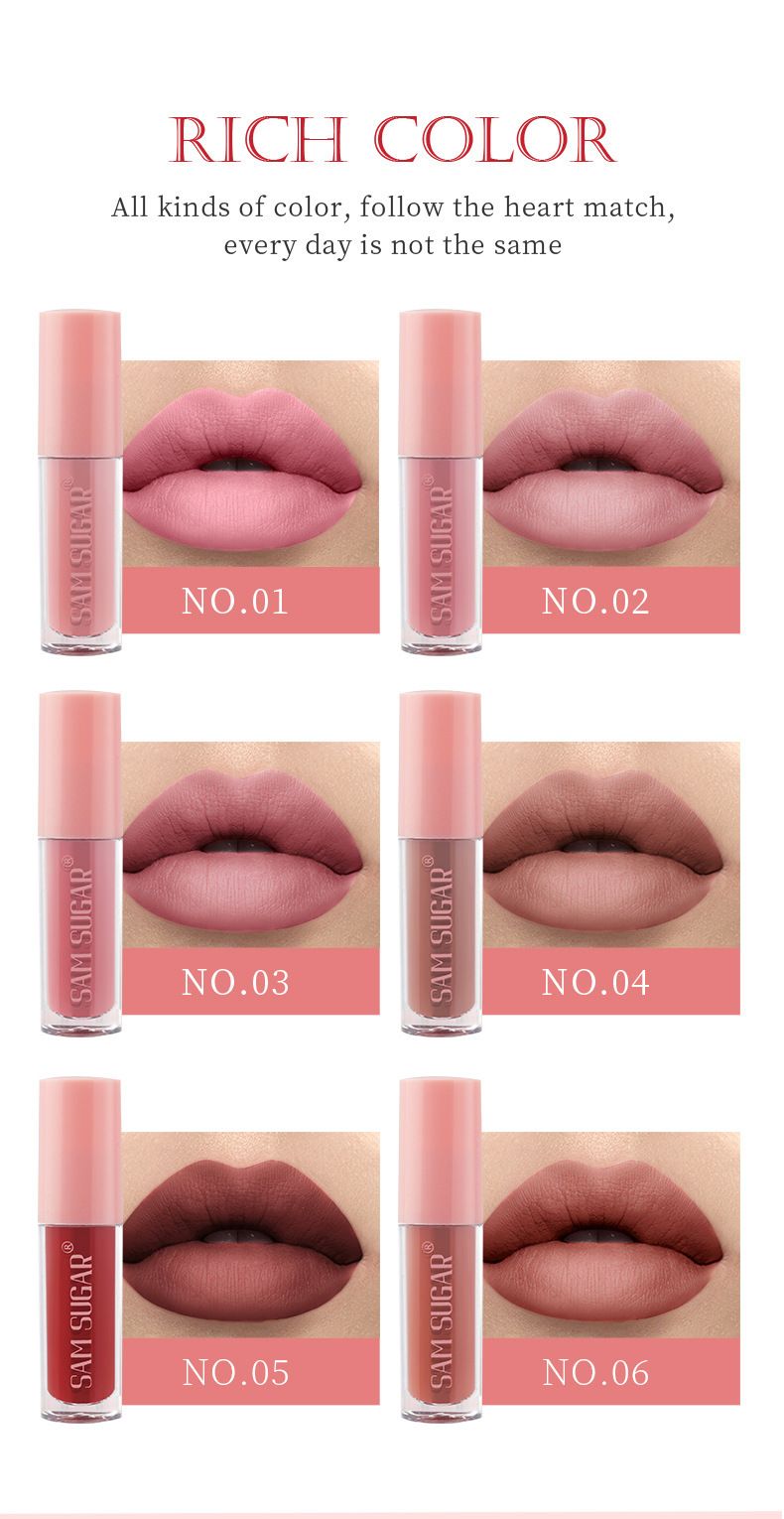 6 farben Lip Gloss Set Box Matte Samt Textur Langlebig_voghion.com