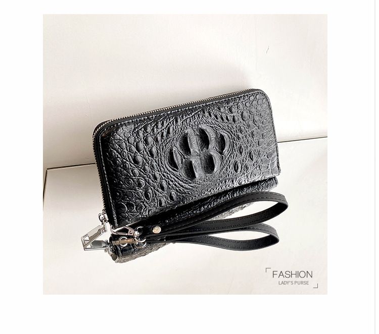 Bolsos para hombre, nuevo bolso de mano grande con estampado de cocodrilo, de un solo tirador, con múltiples ranuras para tarjetas y gran capacidad, con cremallera para teléfono móvil, moderno._voghion.com