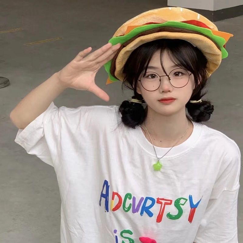 Foto di cappello da hamburger, divertente e carino, cartone animato, ragazza, cappello da hamburger_voghion.com