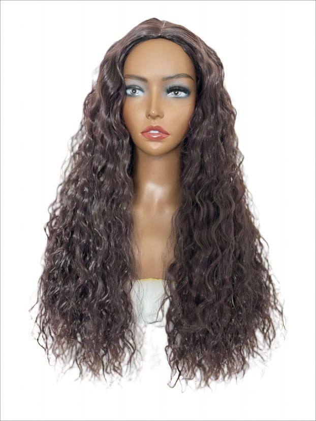 Fashion small black curly water wavy corn perm in bangs whole head set_voghion.com