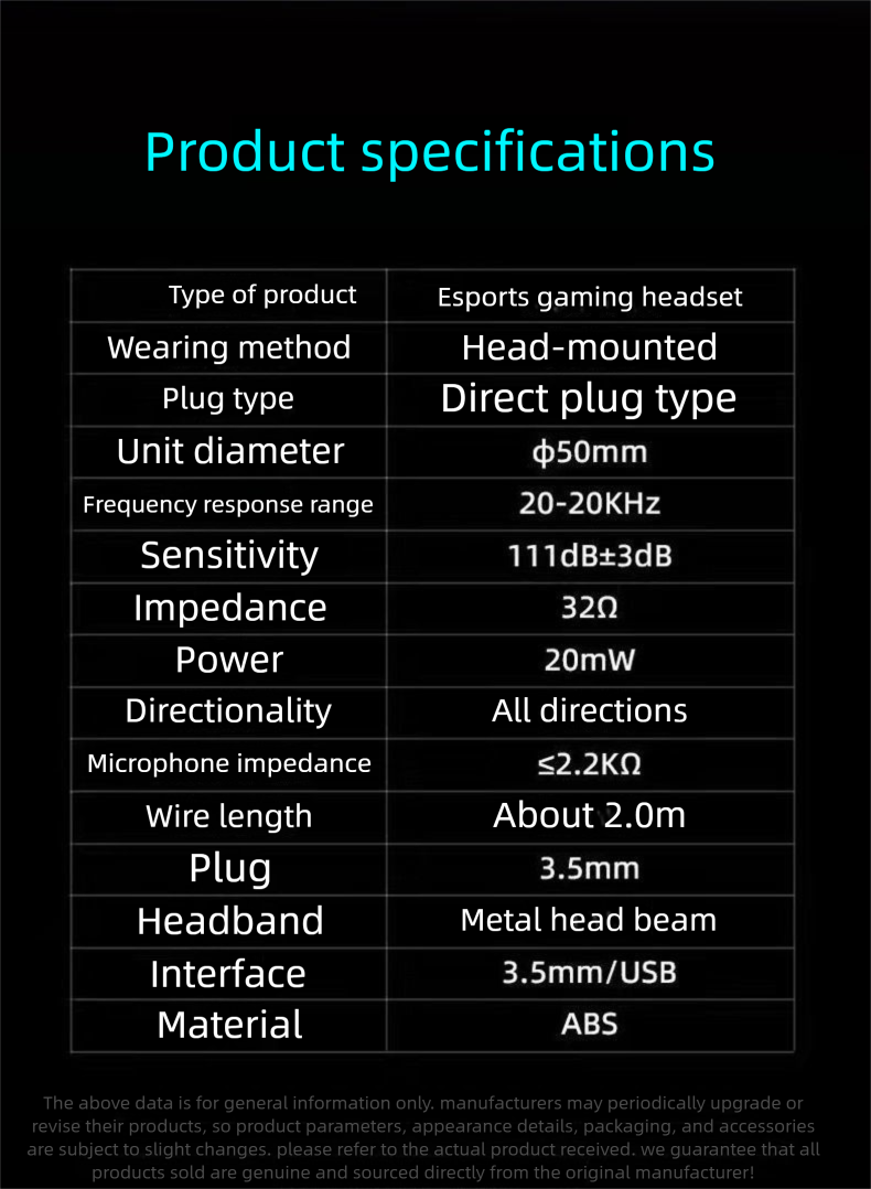 Computer Headset Over-Ear Gaming E-Sports Dedicated Wired Headphone With Microphone For Desktop And Laptop Universal_voghion.com