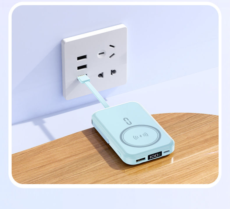 Power Bank magnetico a ricarica rapida certificato 3C con cavo integrato, portatile e wireless, compatibile con Huawei_voghion.com