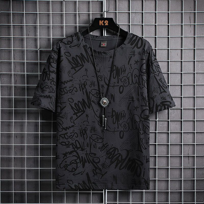 Men's Ice Silk Short Sleeved Summer New Trendy Brand Instagram Elastic Quick Drying T-shirt Loose And Thin Half Sleeved Ice Feeling T-shirt_voghion.com