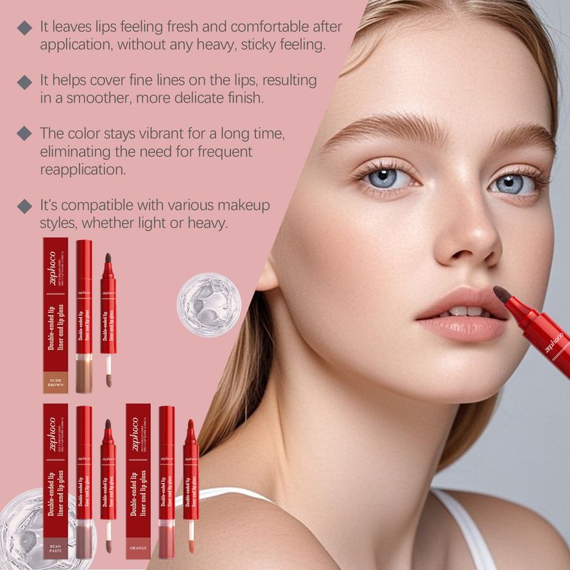 zephoco 2-in-1 Aufpolsternde, leichte Textur, feuchtigkeitsspendend, glatt, für jeden Tag, vielseitig verwendbar, Lipgloss, natürliche Farbe_voghion.com