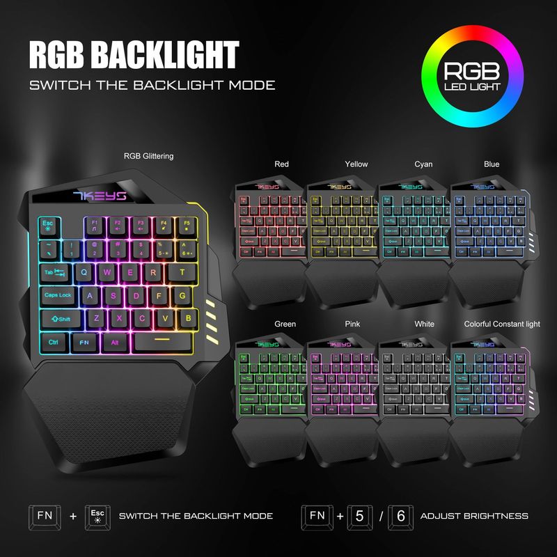 One-handed Game Keyboard 2.4G Wireless Charging Model RGB Luminous Left-hand E-sports Game Keypad Source Factory_voghion.com