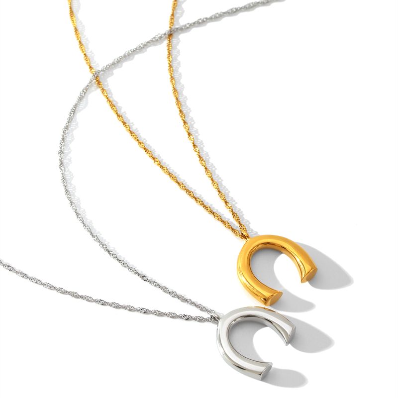 Colar com pingente em formato de ferradura para homens e mulheres, colar em formato de U banhado a ouro em aço inoxidável, dia dos namorados_voghion.com