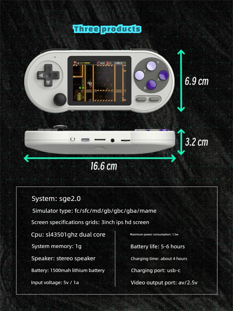Konsola do gier FC MD Classic GBA Arcade przenośna podwójna mini konsola ręczna Nowy trend dwa w jednym_voghion.com