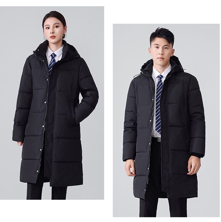 "Unisex Black Cotton Work Jacket – Mid-Length Winter Hooded Coat For Professionals"_voghion.com
