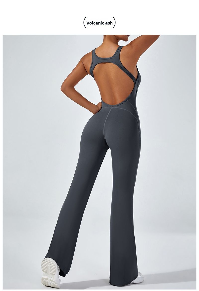 European And American Style Tight-Fitting Backless Yoga Hip-Lifting Sports Fitness Suit Wide-Leg Pants Tummy-Control_voghion.com