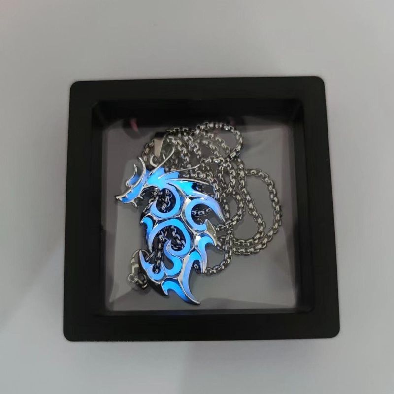 Glow Flame Dragon Necklace Personality Punk Pendant Glow In The Dark Animal Sweater Chain Necklace Hiphop Jewelry Accessories_voghion.com