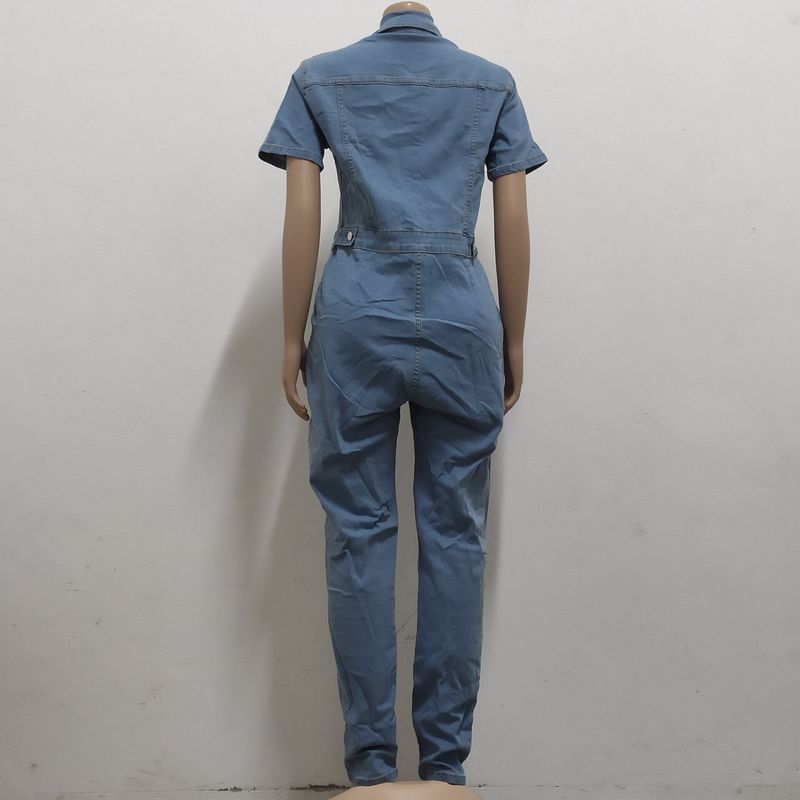 Women's fashion denim slim-fit jumpsuit_voghion.com