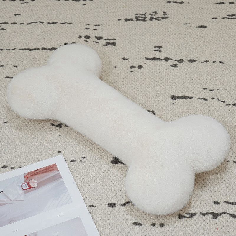 Bone Shaped Large Premium Plush Pillow For Dogs And Cats With Soft Short Plush Fabric In Caramel Almond And Creamy White Colors Comfort For Cozy_voghion.com