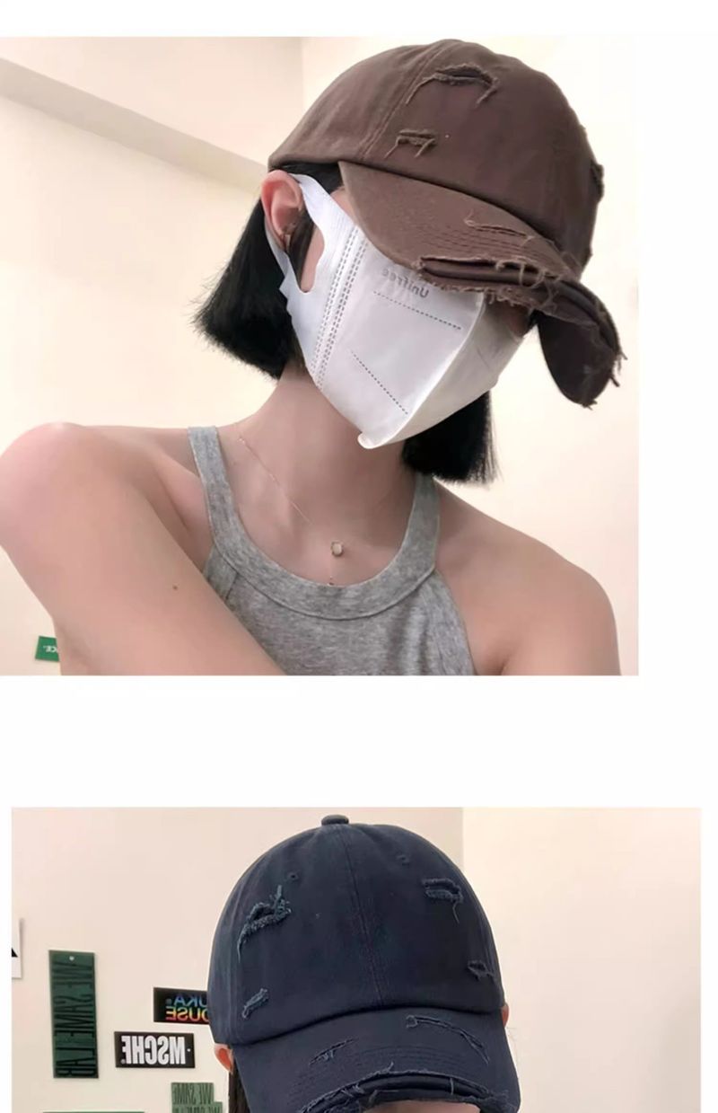 Personalized Distressed Baseball Men, Trendy Spring Hip-hop Versatile Soft Top Curved Brim Sun Shading Duckbill Cap For_voghion.com