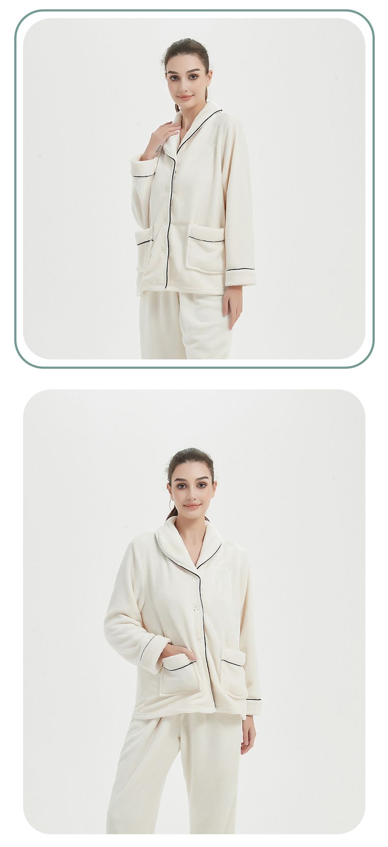 Women's loose solid color pajamas_voghion.com