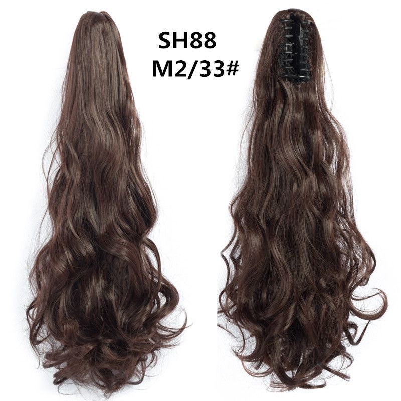 Extension per coda di cavallo con clip e capelli lunghi e ondulati, parrucca sintetica resistente al calore per donna, disponibile in diversi colori._voghion.com