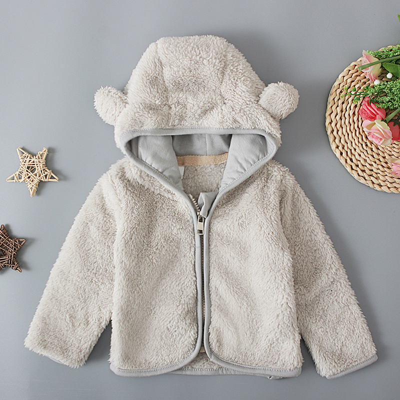 Capispalla con cappuccio caldo con cerniera superiore a maniche lunghe in peluche a maniche lunghe primaverili e autunnali per bambini e ragazze_voghion.com