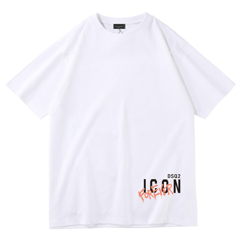 2023 Camiseta masculina solta ICON estampado carta casal verão moda algodão puro moda diária_voghion.com