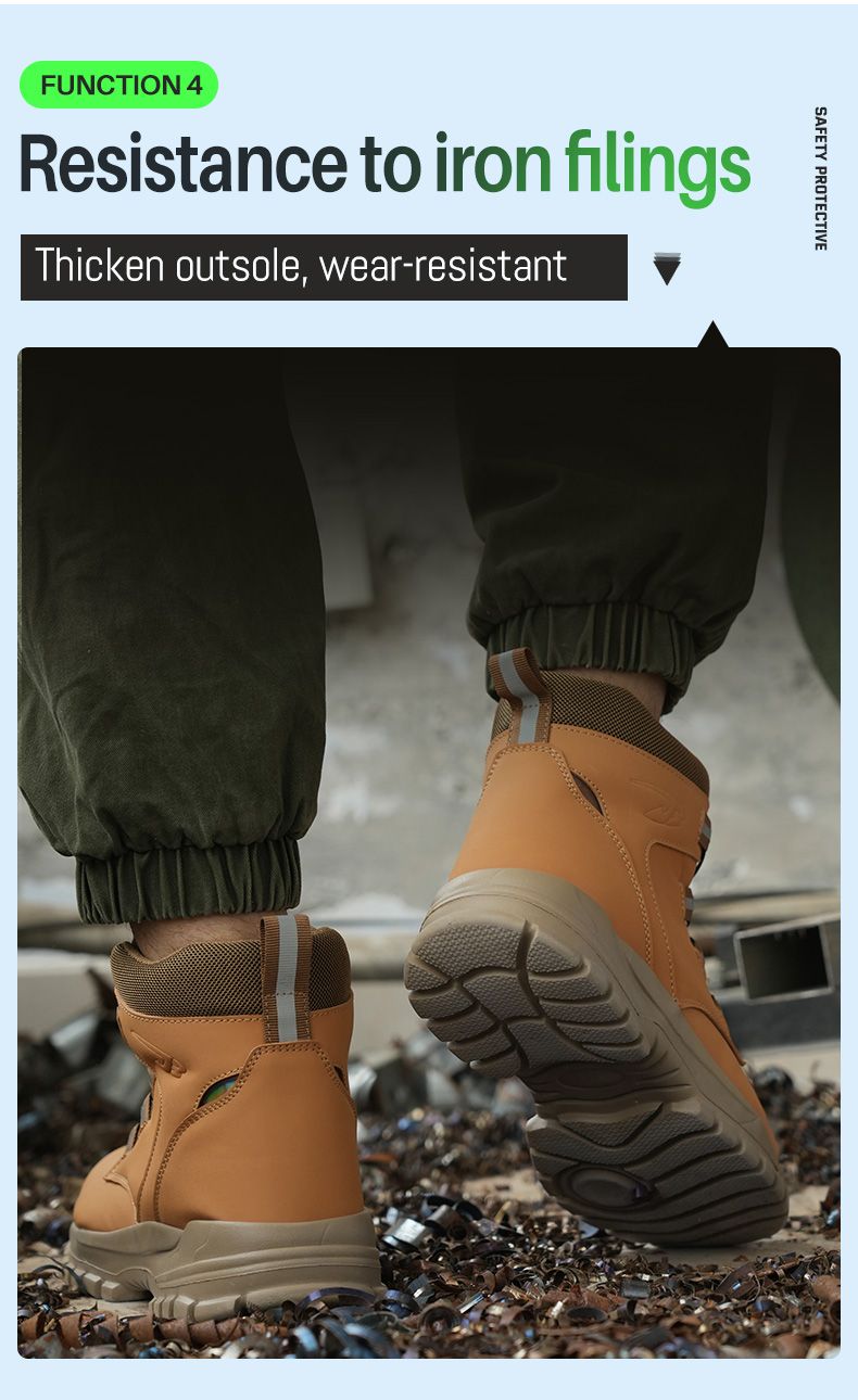 Stivali da lavoro impermeabili da uomo con punta in acciaio indistruttibile, anti-schiacciamento, scarpe antinfortunistiche resistenti al taglio, da motociclista, Botas Para Hombre_voghion.com
