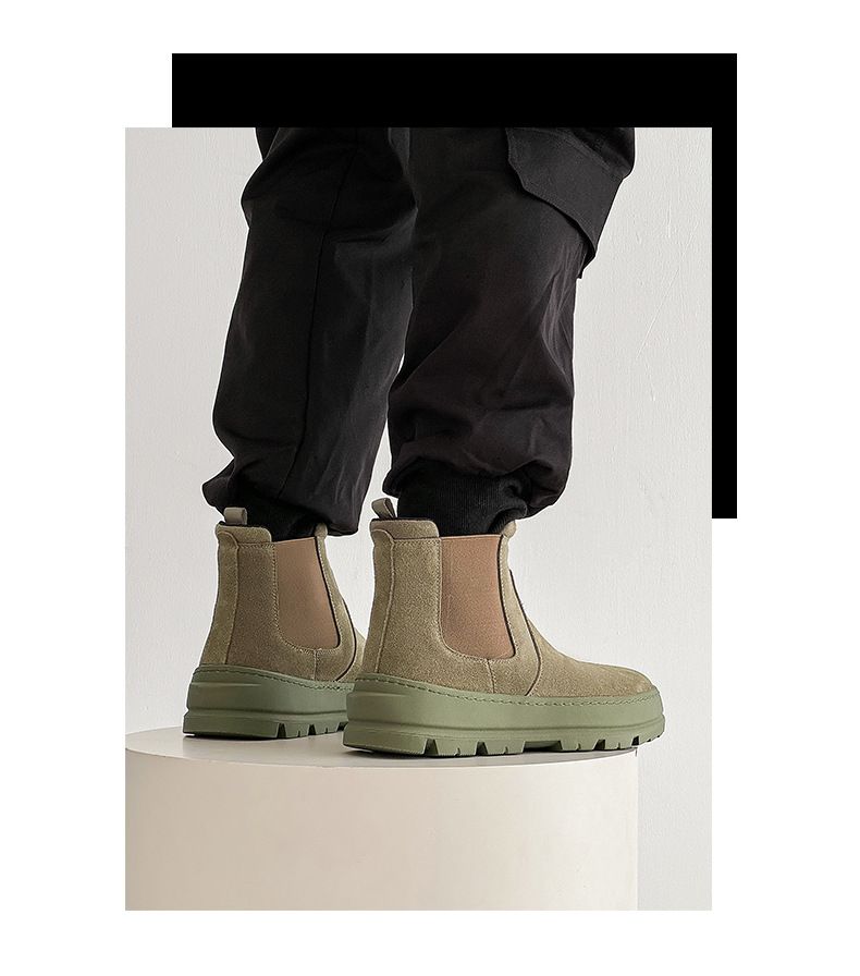 Couple Casual Chelsea Boots Thick-soled Height Increasing Tooling Boots Sleeve Martin Boots_voghion.com