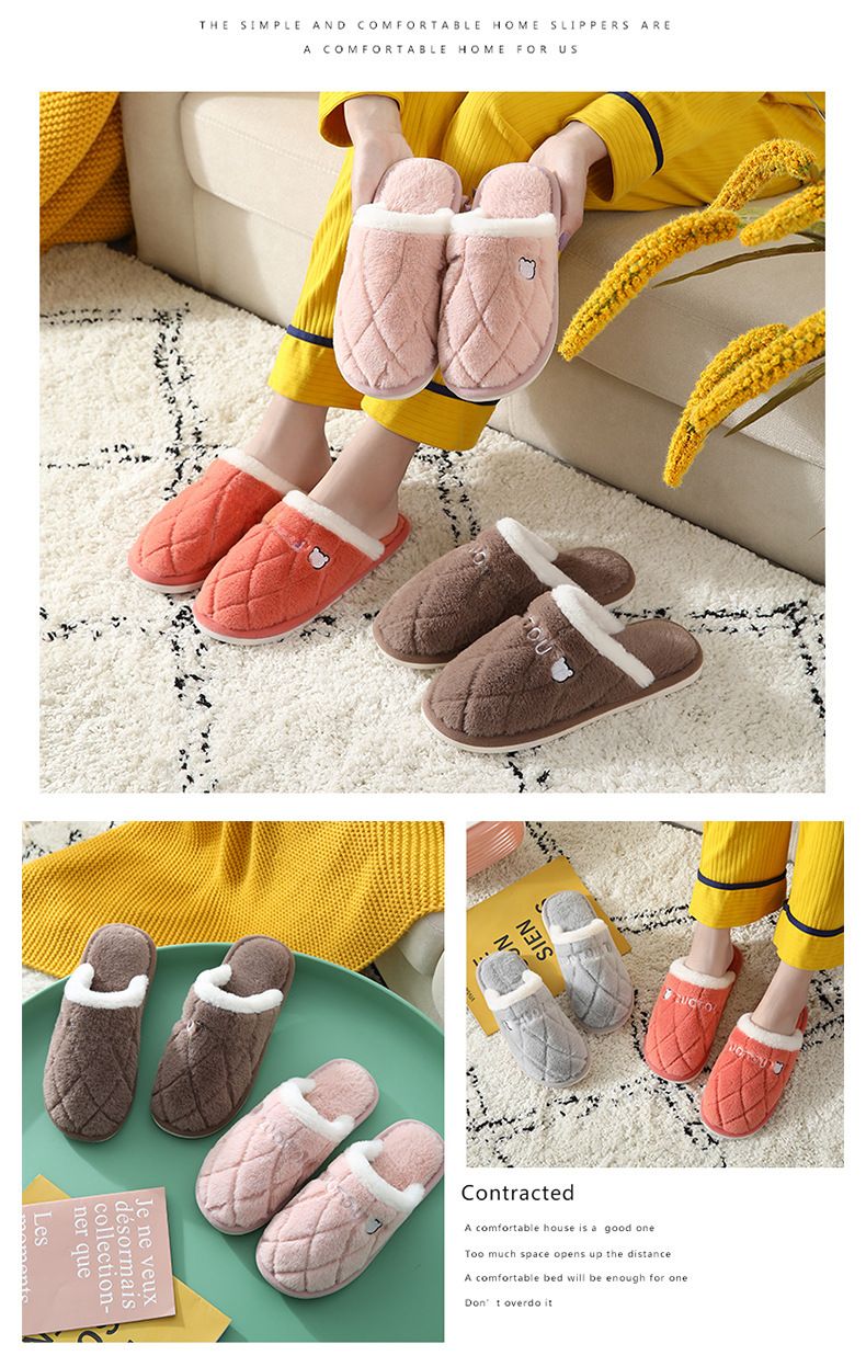 2024 Nuevas zapatillas de algodón para parejas, para mujer, otoño e invierno, para interior del hogar, suela gruesa, antideslizantes, resistentes al desgaste, cálidas para el hogar para hombres_voghion.com