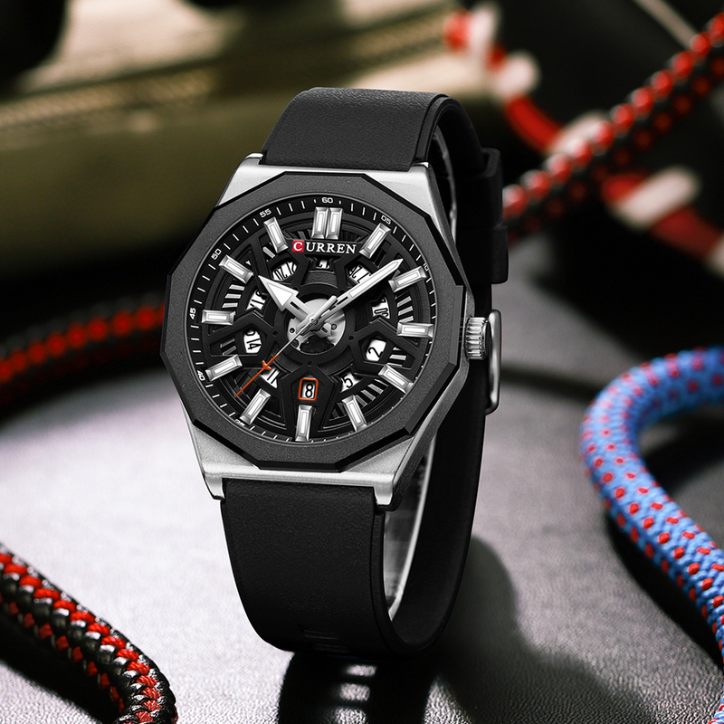 CURREN Orologio da uomo di marca superiore di moda Casual Sport Gel di silice Orologi da polso al quarzo impermeabili per uomo Lancette con data automatica Cl_voghion.com