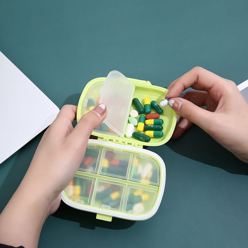 Mini contenitore per medicinali portatile a 8 scomparti, antipolvere, sigillato, per imballaggio e stoccaggio_voghion.com
