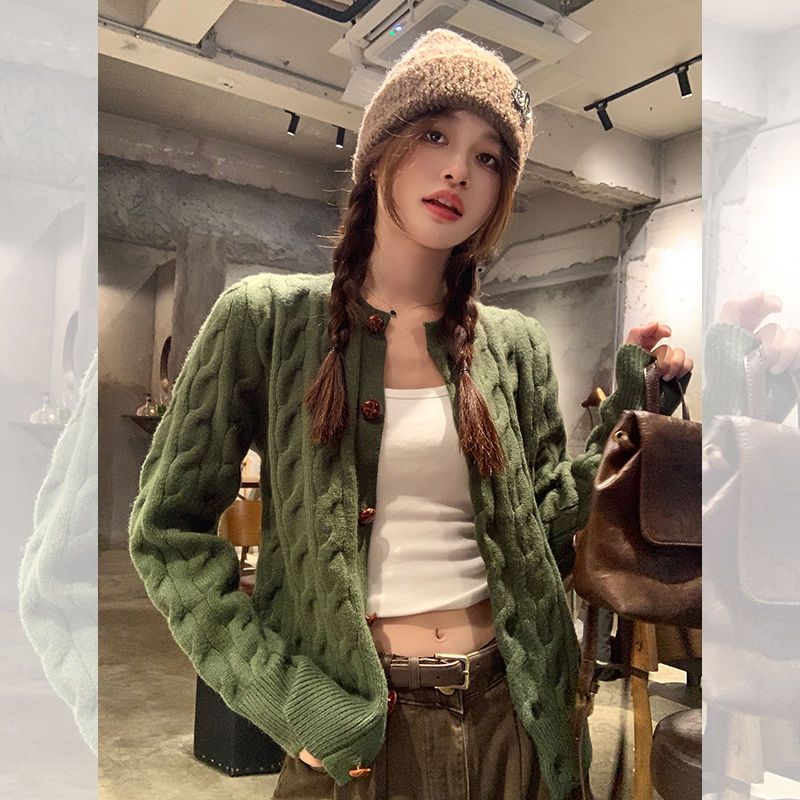 2024 Solid Color Knitted Cardigan Coat Women's Autumn New Sweater Outerwear High-end Korean Style Small Top_voghion.com
