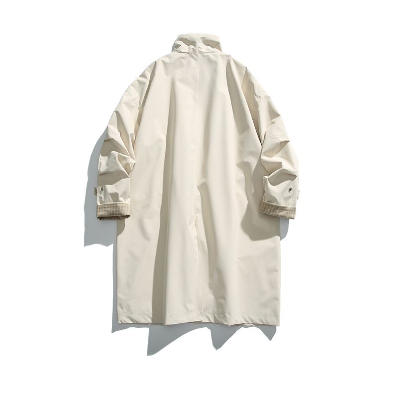 Giacca lunga da uomo, casual, da strada, da esterno, antivento, vestibilità ampia, in poliestere, moda autunnale_voghion.com