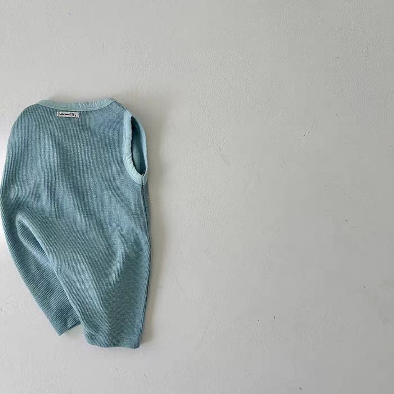 Koreanesch-Stil Ins Einfarweg Hängend Baby Kuerz Kloteren Summer Äermlos West Eendeel Kloterkleedung Atmungsaktiv Kotteng Männer a Fraen Schatz_voghion.com
