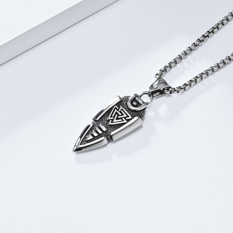 Nordic retro Viking Odyna Włócznia Tytanowa Stal Wisiorek Męski Osobowość Gunnier Naszyjnik Ze Stali Nierdzewnej Viking_voghion.com
