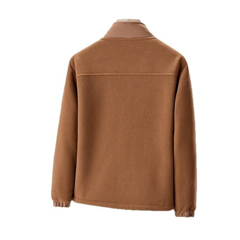 Sheep Wool Thickened Jacket Cardigan Stand Collar Plus Size Polar Fleece Sweatshirt Coat_voghion.com