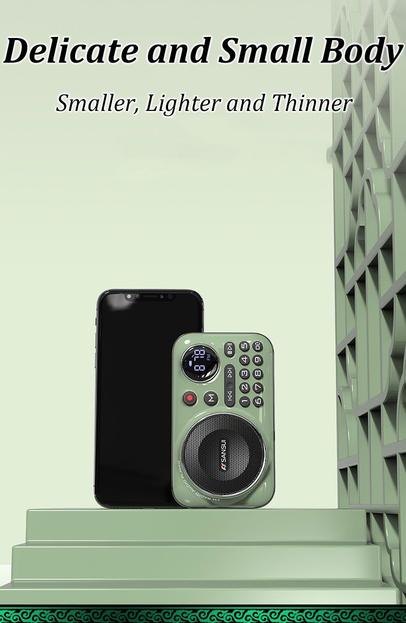 Altoparlanti Bluetooth SANSUI F21 Mini radio FM portatile wireless per anziani Multifunzionale per esterni Scheda TF / USB Musica_voghion.com