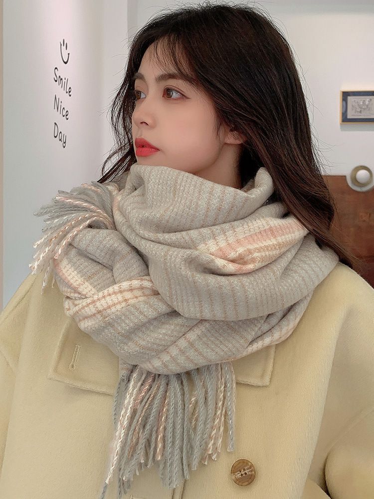 Donna a quadri in inverno, versione coreana di alta gamma, nuovo articolo autunno inverno, scialle in imitazione cashmere, versatile, spesso_voghion.com