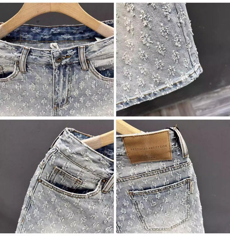 Männerkleeder Retro Distressed Denim Shorts Riicht locker Villsäiteg Shorts_voghion.com
